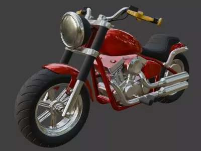 Cartoon Red Motorcycle 3D Model 3D model get