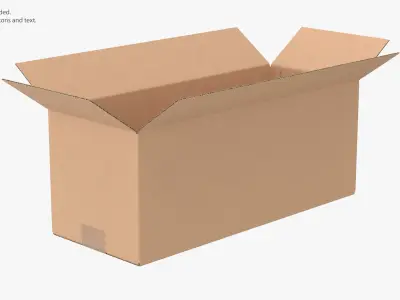 Cardboard Box 50x20x20 Half Open 3D model