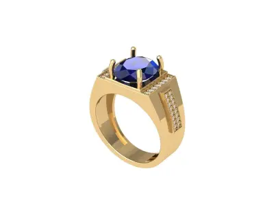 Oval Art Deco Ring 3D print model 2