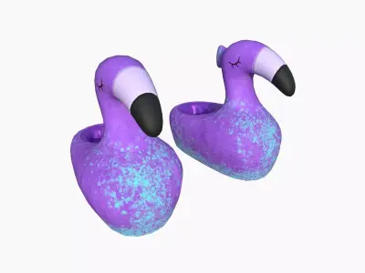 Slippers C06 Purple Blue Flamingo - Costume Character Design Low-poly 3D model