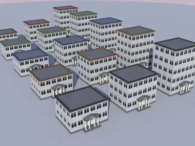 Cartoon Building Low Poly Building Commercial City Hall Low-poly 3D model