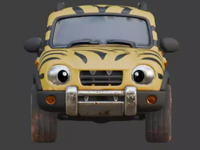Chibi Stylized Tiger SUV Scout Low-poly 3D model
