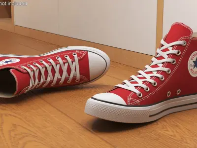 Red Converse All Stars Sneakers 3D model