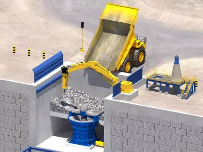 Crushing Plant Low-poly 3D model