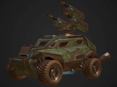 Sci-Fi Armored Artillery Vehicles PBR Low-poly 3D model