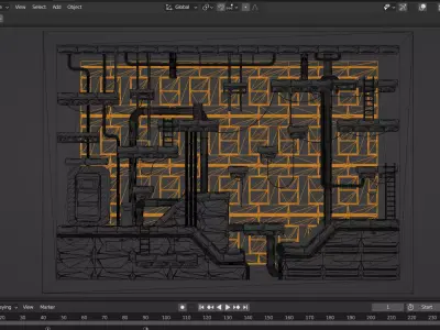 Sci Fi Industrial Platformer Low-poly 3D model