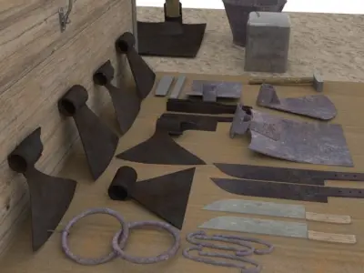 Blacksmith assets Low-poly 3D model