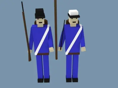 Rigged napoleonic soldiers  Free low-poly 3D model