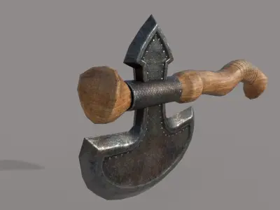Game Ready Wooden Axe  Low-poly 3D model