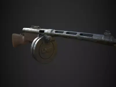 Suomi machine gun Low-poly 3D model