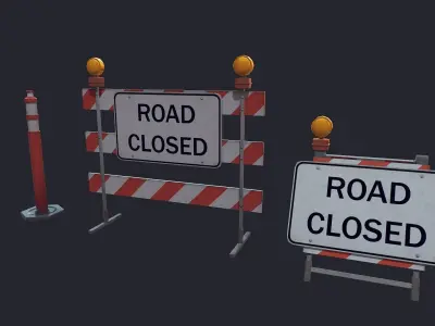 Road Block Closure Low-poly 3D model purchase
