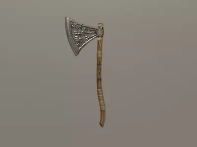 Runic Viking Axe Low-poly 3D model