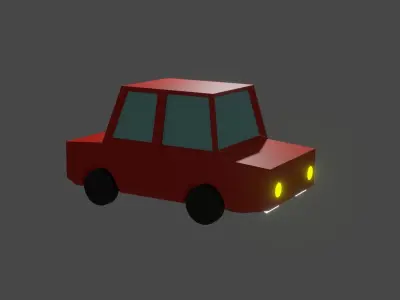 Red Low Poly Car  Free 3D model
