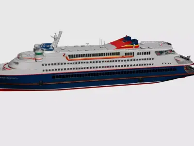 Modern Luxury Cruise Ship - Sleek 3D Ocean Liner Model 01 3D model