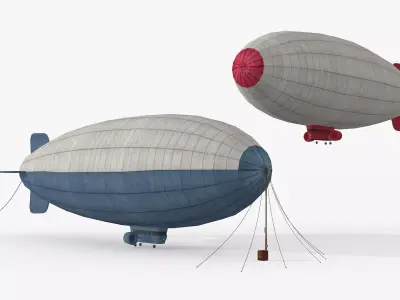 Lowpolygonal Airships Low-poly 3D model