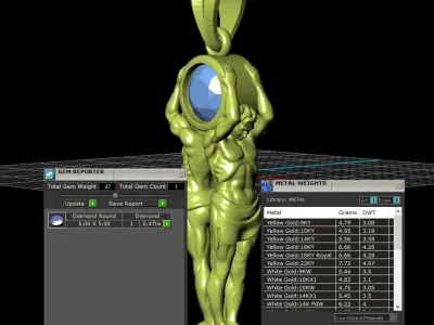 Antique Gents Pandent blue Saphire  3D print model