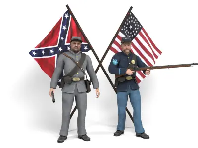 American Civil War - Soldiers Low-poly 3D model