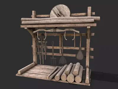 Medieval Environment Props 5 Farm Tools  Storage Pack 2 Low-poly 3D model
