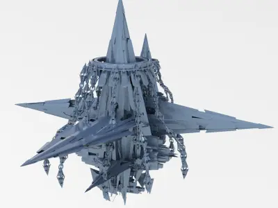 Alien planet mining station base 2 Low-poly 3D model