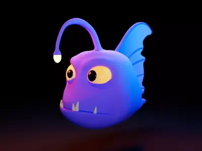 Cartoon Monster Fish 3D model