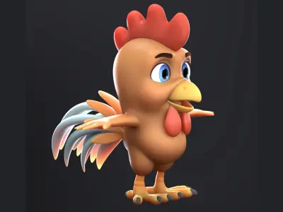 Cartoon Rooster 3D model purchase