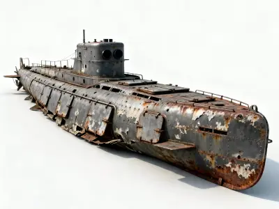Realistic Wrecked Submarine 3D Model Low-poly 3D model