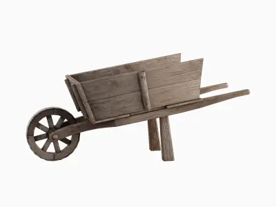 Medieval Wooden Cart 04 Low-poly 3D model
