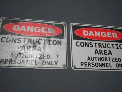 Plastic Danger Sign 5 PBR Game Ready Low-poly 3D model