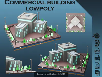 collection commercial building lowpoly 01 