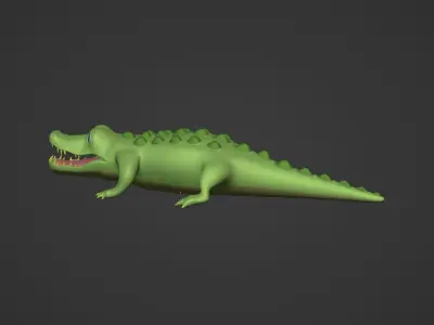 Cartoon Crocodile Low-poly 3D model