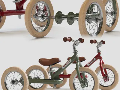 Trybike Tricycle Et Draisienne Acier 2 en 1 Vintag 3D model