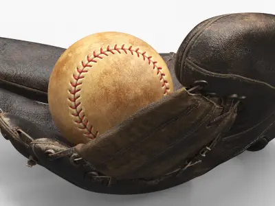  Vintage Baseball Glove with Ball Used 