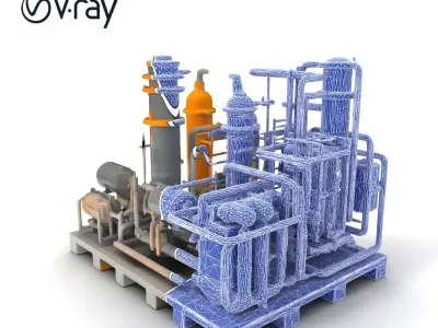 Industrial Processing Plant D Model Pack Low-poly 3D model