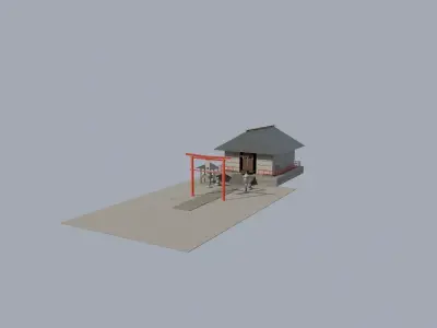 Japanese Shinto Shrine Low Poly 3D Model  Low-poly 3D model