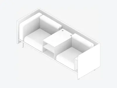 Sofa - Contemporary - Flame - Medium - Central Shelf Low-poly 3D model purchase