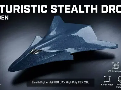 Stealth Military Aircraft Pack Low Poly UAV Game Ready OBJ FBX