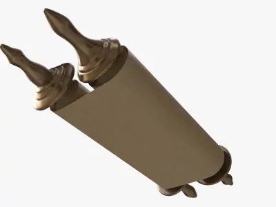 Ancient Scroll With Metal Rods blank 03 3D model