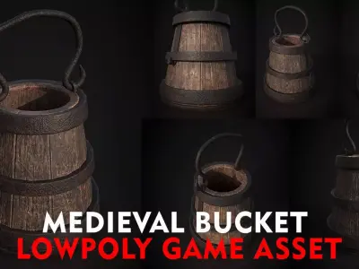 MEDIEVAL BUCKET LOWPOLY GAME ASSET Low-poly 3D model