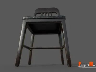 Antique chair Years 1960-1970 Version 001 Low-poly 3D model