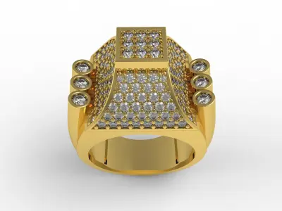 Antique Vintage Style Art Deco Diamond Ring 3D print model