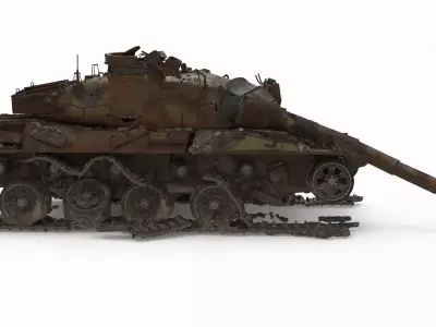 Tank AMX30b Wreck Low-poly 3D model