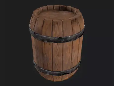 Wooden barrel Low-poly 3D model purchase