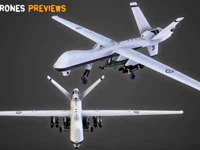 10 Game-Ready UAV and FPV Drones With PBR Texture - Vol 12 Low-poly 3D model