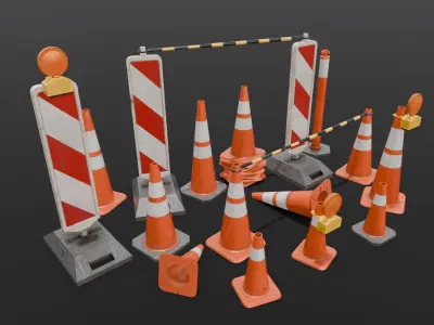 Traffic Asset Pack 3D Model Low-poly 3D model