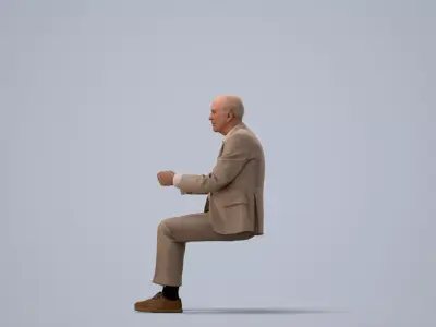 00140Pascal010 - Senior Caucasian man sitting in car 3D model