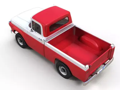 50s American 4x4 pickup truck Low-poly 3D model