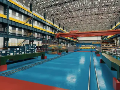 Industrial Steel Structure Factory And Workshop Scene 3D model