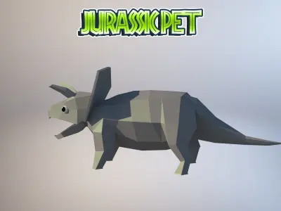 Triceratops origami Low-poly 3D model