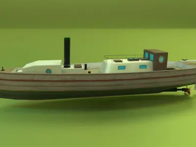Steam Motor boat 1906 Low-poly 3D model