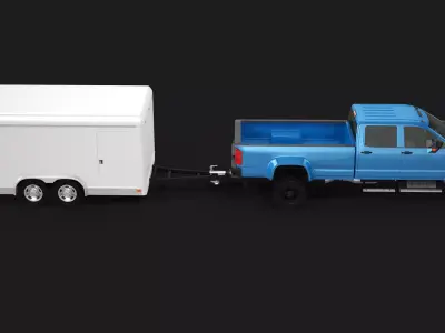 Large Pickup and Cargo Trailer 3D model